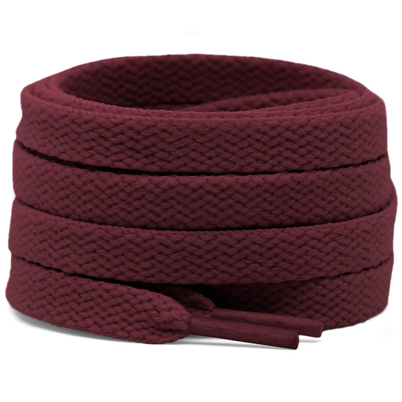 DELELE 2 Pair 51 inch Flat Shoe laces 5/16" Wide Shoelaces for Athletic Running Sneakers Shoes Boot Strings Dark Red - Image 1